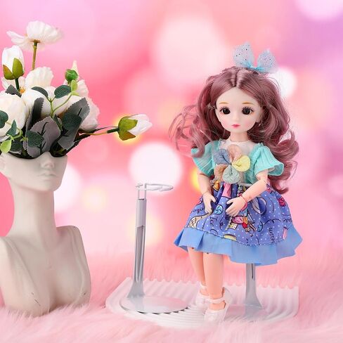 24 PCS DOLL DOLL تقف الرقم القابل للتعديل مع سلك الخصر القابل للتوسيع لشكل حركة دمى 8 "-12" (أبيض ، فضية) in Kuwait