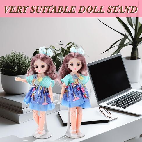 24 PCS DOLL DOLL تقف الرقم القابل للتعديل مع سلك الخصر القابل للتوسيع لشكل حركة دمى 8 "-12" (أبيض ، فضية) in Kuwait