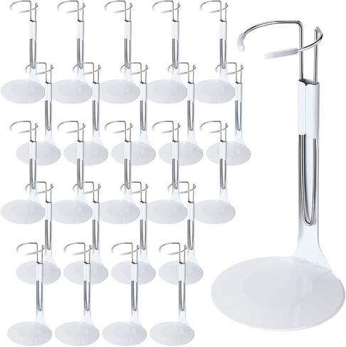 24 PCS DOLL DOLL تقف الرقم القابل للتعديل مع سلك الخصر القابل للتوسيع لشكل حركة دمى 8 "-12" (أبيض ، فضية) in Kuwait