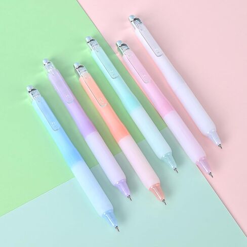 BAYTORY 6Pcs Retractable Gel Pens, 0.5mm Fine Point Black Ink Pen, Quick Dry Smooth Writing No Bleed, Aesthetic Pens for Journaling Note Taking Sketching (Pastel) in Kuwait