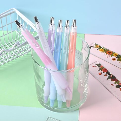 BAYTORY 6Pcs Retractable Gel Pens, 0.5mm Fine Point Black Ink Pen, Quick Dry Smooth Writing No Bleed, Aesthetic Pens for Journaling Note Taking Sketching (Pastel) in Kuwait