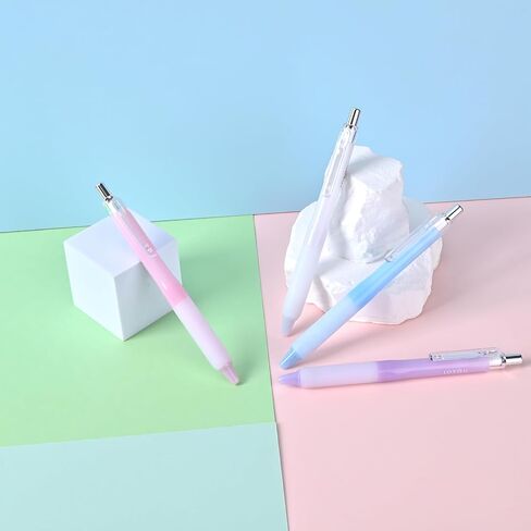 BAYTORY 6Pcs Retractable Gel Pens, 0.5mm Fine Point Black Ink Pen, Quick Dry Smooth Writing No Bleed, Aesthetic Pens for Journaling Note Taking Sketching (Pastel) in Kuwait