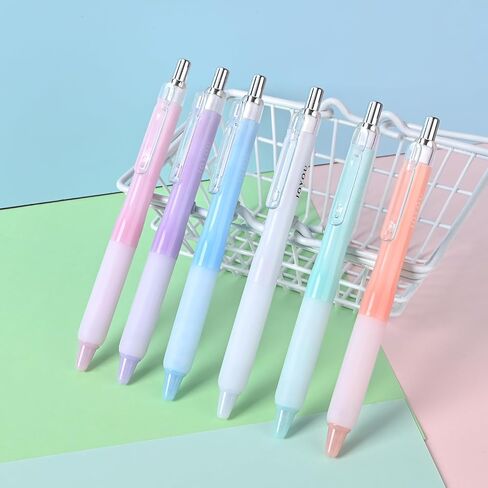 BAYTORY 6Pcs Retractable Gel Pens, 0.5mm Fine Point Black Ink Pen, Quick Dry Smooth Writing No Bleed, Aesthetic Pens for Journaling Note Taking Sketching (Pastel) in Kuwait
