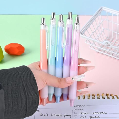 BAYTORY 6Pcs Retractable Gel Pens, 0.5mm Fine Point Black Ink Pen, Quick Dry Smooth Writing No Bleed, Aesthetic Pens for Journaling Note Taking Sketching (Pastel) in Kuwait