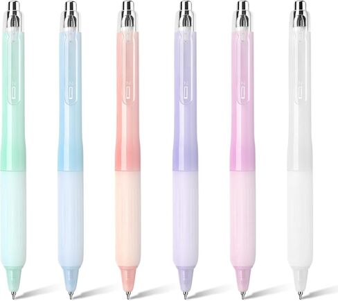 BAYTORY 6Pcs Retractable Gel Pens, 0.5mm Fine Point Black Ink Pen, Quick Dry Smooth Writing No Bleed, Aesthetic Pens for Journaling Note Taking Sketching (Pastel) in Kuwait