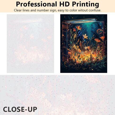 TUMOVO Book Paint by Numbers for Adults, Flowers Paint by Number on Canvas, Oil Painting for Gift Home Wall Decor Plant, Acrylic Painting by Numbers for Beginner 16"x20"(Frameless) in Saudi Arabia