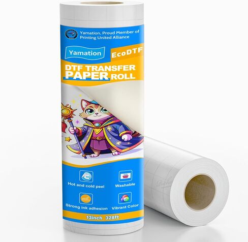 Paper-Backed DTF Transfer Film Roll – 13 inch x 100ft, Vibrant Color Eco-Friendly Direct to Film Transfer Paper for DTF Printing on Fabrics, Compatible with DTF Printers, Inks, and DTF Powder in Saudi Arabia