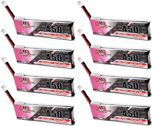 GAONENG 8PCS GNB 1S 450mAh 3.8v 80C HV LiPo Battery PowerWhoop mCPX Connector EMAX Tinyhawk Brushless Drone Kingkong Tiny7 Beta75S in Saudi Arabia