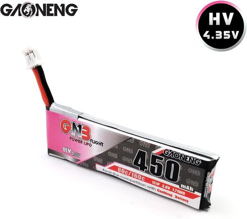 GAONENG 8PCS GNB 1S 450mAh 3.8v 80C HV LiPo Battery PowerWhoop mCPX Connector EMAX Tinyhawk Brushless Drone Kingkong Tiny7 Beta75S in Saudi Arabia