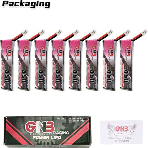 GAONENG 8PCS GNB 1S 450mAh 3.8v 80C HV LiPo Battery PowerWhoop mCPX Connector EMAX Tinyhawk Brushless Drone Kingkong Tiny7 Beta75S in Saudi Arabia