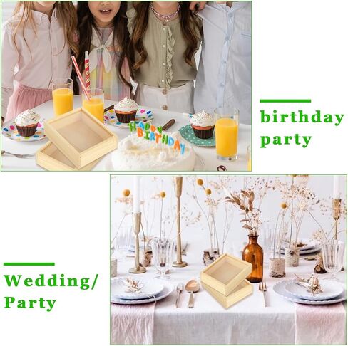 Apacali 12pcs صناديق خشبية غير مكتملة مع غطاء صافٍ ، 6.3x4.9x1.8 بوصة صناديق خشبية صغيرة للحرف اليدوية ، صندوق عرض خشبي مربع مع غطاء منزلق لمستلزمات هدايا عيد ميلاد المجوهرات (10 أجزاء من فرشاة الطلاء) in Kuwait