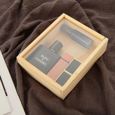 Apacali 12pcs صناديق خشبية غير مكتملة مع غطاء صافٍ ، 6.3x4.9x1.8 بوصة صناديق خشبية صغيرة للحرف اليدوية ، صندوق عرض خشبي مربع مع غطاء منزلق لمستلزمات هدايا عيد ميلاد المجوهرات (10 أجزاء من فرشاة الطلاء) in Kuwait