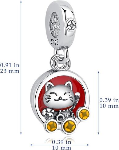 Nbsameng S925 Sterling Silver Charms Bead Compatible for Pandora Bracelets and Necklaces, DIY Jewelry for Women, Lucky Cat & Carp Flag & Cherry Blossom in Saudi Arabia