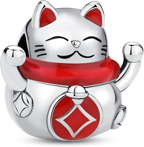 Nbsameng S925 Sterling Silver Charms Bead Compatible for Pandora Bracelets and Necklaces, DIY Jewelry for Women, Lucky Cat & Carp Flag & Cherry Blossom in Saudi Arabia