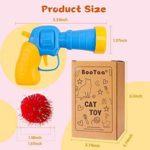 BooTaa Pet Toys, Interactive Cat Toy Set, 80pcs Glitter Pom-Poms Cat Ball Toy with 1 Launcher, Safe Soft Cat Toy Balls for Fetch, Training, Playing in Saudi Arabia
