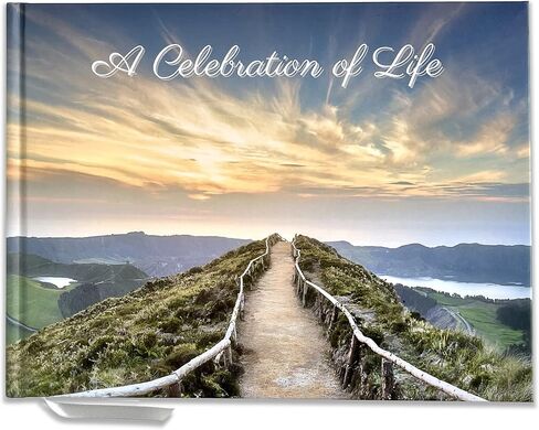 Funeral Guest Book | Memorial Guest Book | Guest Book for Funeral Hardcover | Guestbook for Sign in, Celebration of Life Memorial Service | Funeral Guest Sign Book with Memory Table Card Sign Included (Mountain Top) in Saudi Arabia