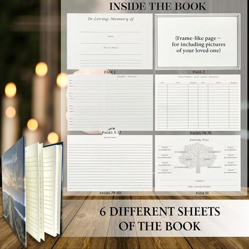 Funeral Guest Book | Memorial Guest Book | Guest Book for Funeral Hardcover | Guestbook for Sign in, Celebration of Life Memorial Service | Funeral Guest Sign Book with Memory Table Card Sign Included (Mountain Top) in Saudi Arabia