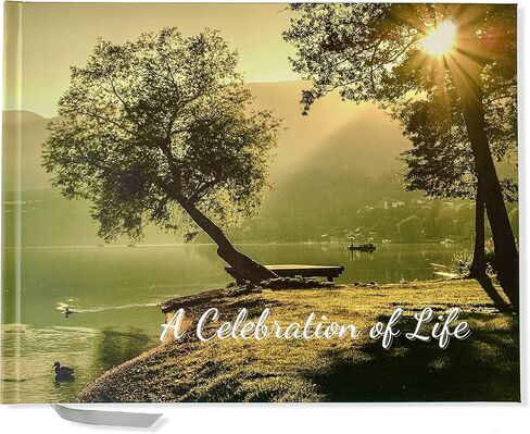 Funeral Guest Book | Memorial Guest Book | Guest Book for Funeral Hardcover | Guestbook for Sign in, Celebration of Life Memorial Service | Funeral Guest Sign Book with Memory Table Card Sign Included (Mountain Top) in Saudi Arabia