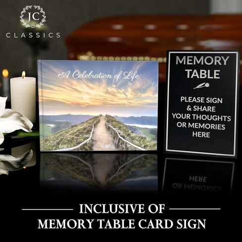 Funeral Guest Book | Memorial Guest Book | Guest Book for Funeral Hardcover | Guestbook for Sign in, Celebration of Life Memorial Service | Funeral Guest Sign Book with Memory Table Card Sign Included (Mountain Top) in Saudi Arabia