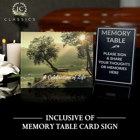 Funeral Guest Book | Memorial Guest Book | Guest Book for Funeral Hardcover | Guestbook for Sign in, Celebration of Life Memorial Service | Funeral Guest Sign Book with Memory Table Card Sign Included (Mountain Top) in Saudi Arabia