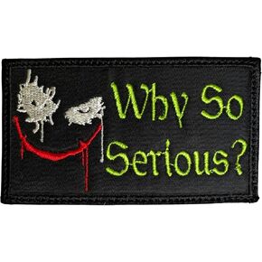 Joker Why So Serious? Patch - Funny Tactical Military Morale Embroidered Patch Hook Fastener Backing Black Background