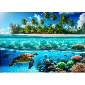 Sea Turtle 1000 Piece Puzzle for Adults, Coolest Adult Puzzle 1000 Pieces, Wave Spirit Hawaii Oeacn Jigsaw Puzzles Home Decor Happy Family Time