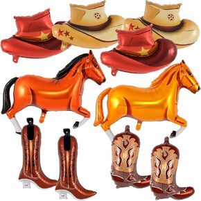 10 Pcs Western Balloons, Western Cowgirl Cowboy Party Balloons,Cowgirl Bachelorette Party Decorations Cowgirl Boot Hat Horse Foil Balloons for Western Rodeo Birthday Party Supplies