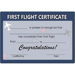 8x10 Inch First Flight Certificate Paper Celebrate Your Milestone Achievement in Aviation,25 Sheets