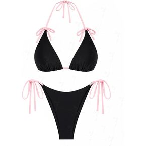 seamoly Tie Side Floral Smocked Shirred Triangle Bikini Set