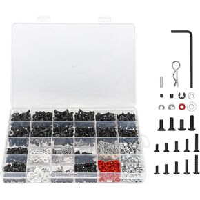Hobby Fans 1082pcs Universal RC Screw Kit with Storage Box Screws Assortment Set, Repair Tool Hardware Fasteners for Traxxas Axial Redcat HPI Arrma Losi 1/8 1/10 1/12 1/16 Scale RC Cars Trucks Crawler