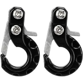 2Pcs 0.9 x 0.5in Winch Trailer Hooks RC Trailer Hook Aluminum Alloy Simulation Climbing Car Tow Hook for 1/10 Scale Crawler Truck SCX10 D90 D110 TF2 Climbing Car RC Car Accessory(Black)