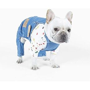 Dog Clothes Denim Overalls for Small Medium Dogs Cats Puppy Jumpsuit Denim Jacket Suspender Pants Outfit (Medium)