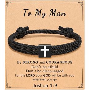 Leather Bracelet for Men To My Man Son Bracelet Braided Infinity Bracelet Stainless Steel Handmade Wristband Cuff Bracelet Festival Birthday Jewelry for Dad Son Grandpa