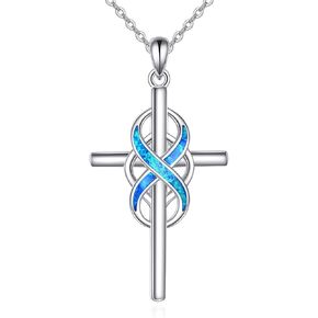 POPLYKE 925 Sterling Silver Cross Necklaces for Women Pendant Christian Jewelry for Women 18"+2" and 20"+2" chain in Kuwait