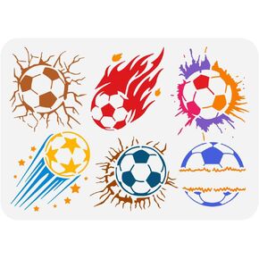 FINGERINSPIRE Soccer Flame Crack Painting Stencil 8.3x11.7inch Reusable Soccer Ball Pattern Drawing Template DIY Art Fire Football Decoration Stencil for Painting on Wood Wall Fabric Furniture