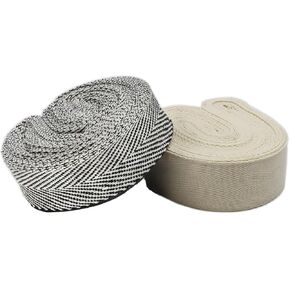 Long Twill Tape Roll - 1.5" Wide and 12 Yards Long - Designed for Rug Tufting and Edge Binding, Herringbone Poly Cotton Twill Tape (Beige,Gray)