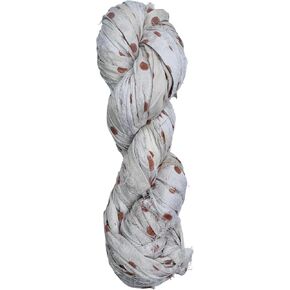 Maker's Craft Polka Dot Recycled Sari Silk Ribbon Yarn 50 Grams, 25 Yards DIY in Vintage Colors for Gift Wrapping, Christmas Decorations, Knitting, Macrame, Jewelry Making, Weaving (Pink Rose)
