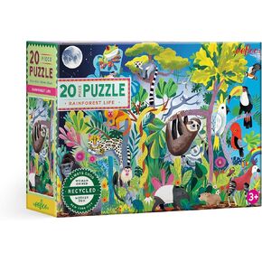 eeBoo: Rainforest Life 20 Piece Jigsaw Puzzle, Aids in Development of Pattern, Shape, and Color Recognition, Offers Children a Challenge, Perfect for Ages 5 and up