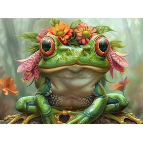 1000 Piece Jigsaw Puzzle for Adults - Cute Spirit Animal Frog Prince - Challenging and Hard Puzzle Perfect for Game Nights - 20x27 inches(Petal Prince)