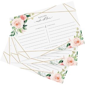 Bliss Collections Recipe Cards, Pack of 50 Double-Sided Geo Floral 4 x 6 Cards for Family Recipes, Wedding Showers, Bridal Showers, Baby Showers, Housewarming Gifts, Celebrations, Made in the USA
