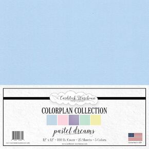 Cardstock Warehouse Colorplan Pastel Dreams - 12 x 12" - 100 Lb. / 270 Gsm Multipack Matte Premium Cardstock Paper Assortment - 25 Sheets