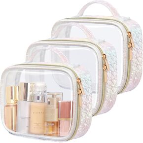 PACKISM TSA Approved Toiletry Bag - 180° Large Opening Clear Makeup Bags with Handle, Suitable for Gifts, Clear Toiletry Bags for Traveling Travel Essentials, Rose Pink in Kuwait