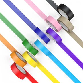 Colored Masking Tape 8 Rolls, 1 inch Wide x 14 Yards Long, Craft Color Painters Colorful Art Rainbow Labeling Tapes Marking Tape for Kids Crafts Moving Classroom, 8 Colors