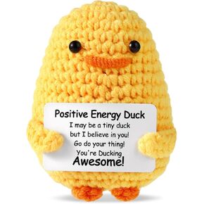 TOYMIS Positive Crochet Duck, Emotional Plush Duck, Motivational Knitted Wool Handmade Doll for Inspirational Gifts & Party Decoration