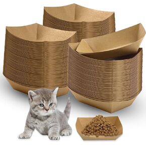 Disposable Pet Food Bowls, Thickened Disposable Pet Bowls, 50pcs Pet Disposable Feeding Bowls for Wet and Dry Food, Kitten, Puppy (8.34in x 5.9in)