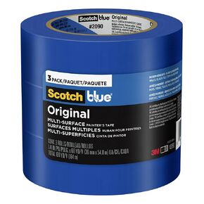 ScotchBlue Original Multi-Surface Painters Tape, 1.5 Inch Wide (1.41 in. x 60 Yds) 3 Rolls, Blue Paint Tape Protects Surfaces and Removes Easily, Masking Tape for Indoor and Outdoor Use (2090-36AP3)