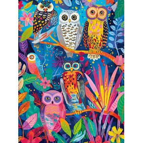 Cross & Glory - Owl Oasis: The Vibrant Perch - 1000 Piece Jigsaw Puzzle for Adults | Whimsical Owl & Garden Collage | Satin Finish