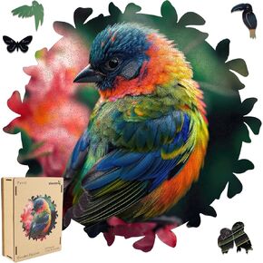 Wooden Puzzles for Adults, Parrots Flower Wooden Jigsaw Puzzles 200pcs, 10.9x11.2in,Medium,Unique Shape Animal Adult Puzzles, Irregular Wood Puzzles Creative Gift for Adults and Kids Family Game