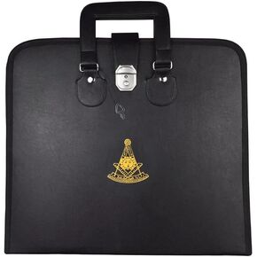PAST MASTER BLUE LODGE APRON CASE - BLACK IMITATION LEATHER MM, WM, PROVINCIAL