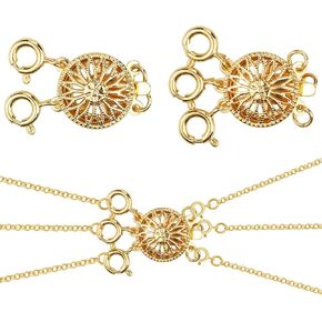 2 PCS Necklace Layering Clasps, Necklace Layering Clasps & Chain Extenders, Tangle Free Jewelry Locking Clasp Converter for Stackable Multiple Necklace (Silver)